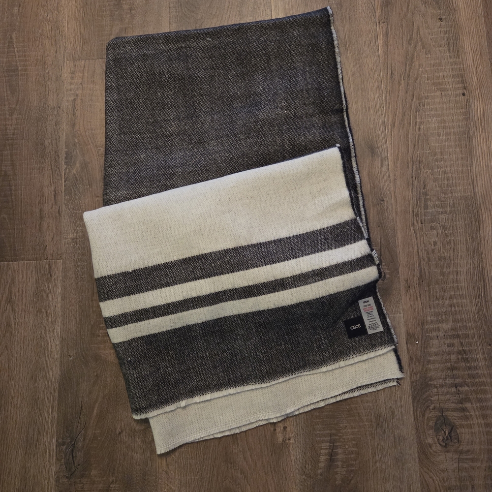 ASOS Oversized Black and Cream Striped Scarf